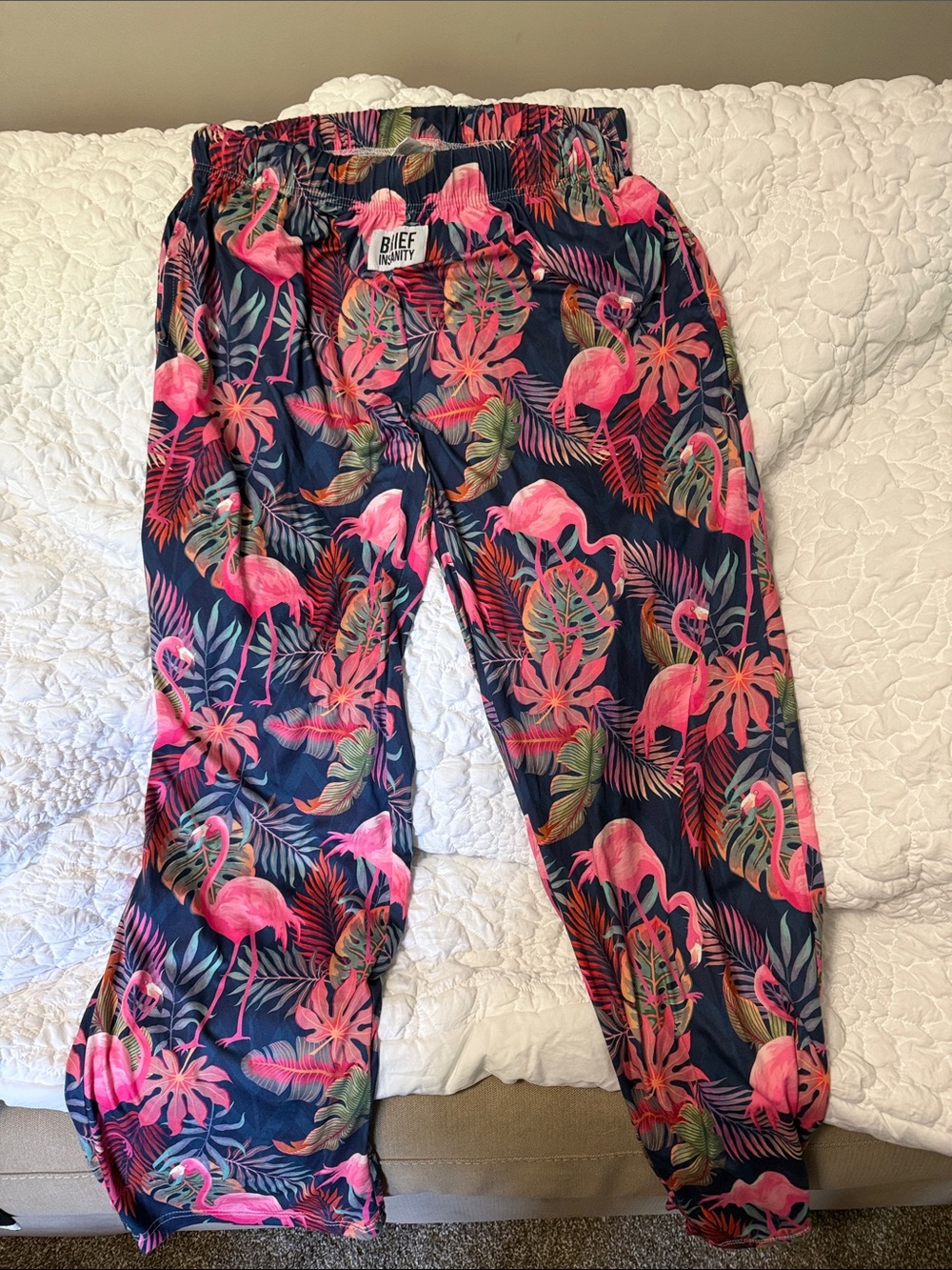 NWOT Women's Navy and Pink Flamingo Sleep Pants - Brief Insanity